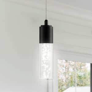 Bolha 4.75 in. 1-Light Bubble Acrylic/Iron Modern Minimalist Integrated LED Black Pendant