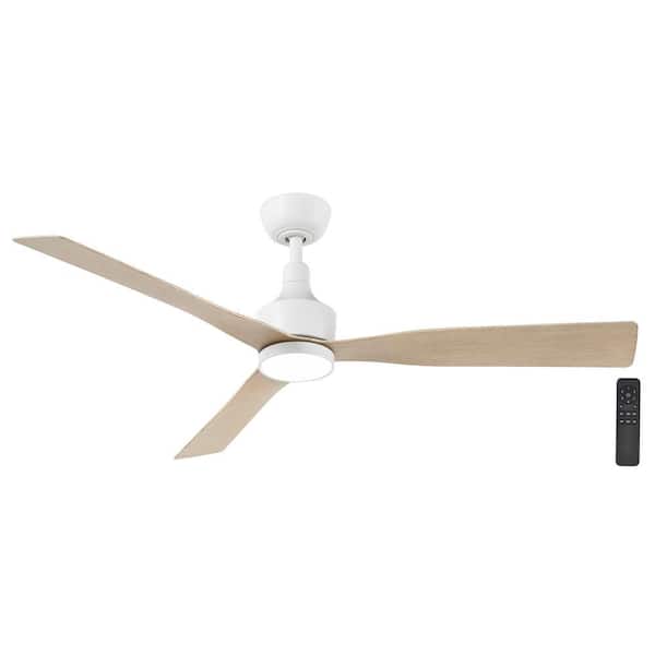Ryland 52 in. Smart Indoor/Outdoor Matte White Ceiling Fan with Adjustable White LED with Remote Powered by Hubspace