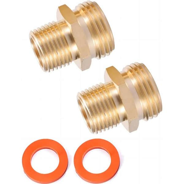 Cubilan 3/4 in. GHT Male x 1/2 in. NPT Male Connector, Brass Garden ...