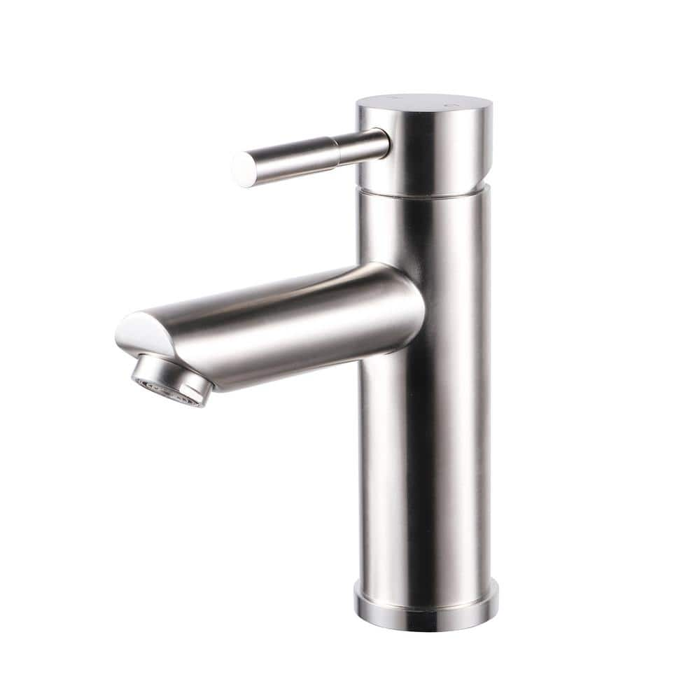 Single Handle Single Hole Bathroom Faucet Spot Resistant in Brushed Nickel -  CASAINC, AM-BF001-BN