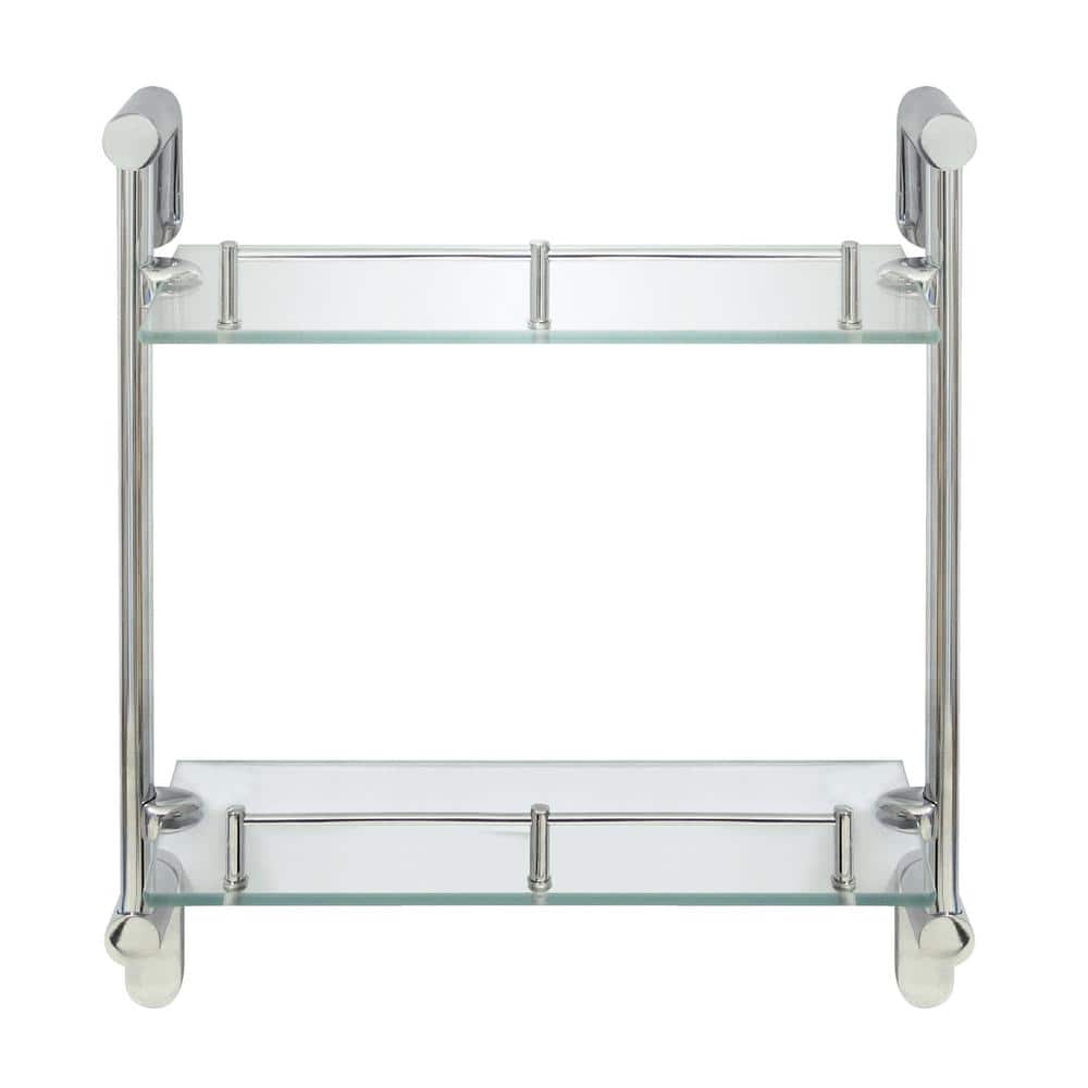 MODONA Oval 14.75 in. W Double Glass Wall Shelf with Pre-Installed Rails in  Polished Chrome 7766-PC The Home Depot