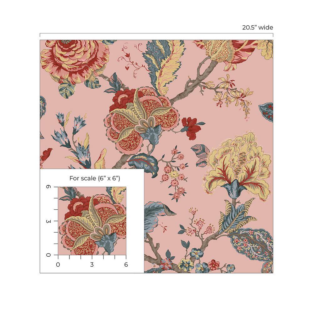 Blush Floral Jacobean Peel and Stick Wallpaper