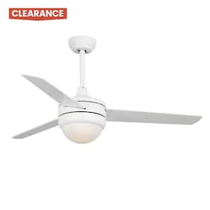 52 in. White 3-Blade Ceiling Fan Light For Indoor or Outdoor, AC Motor, with Remote Control
