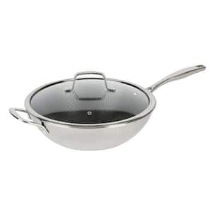 Luke 12 in. Non-Stick Tri-Ply Stainless Steel Wok with Glass Lid