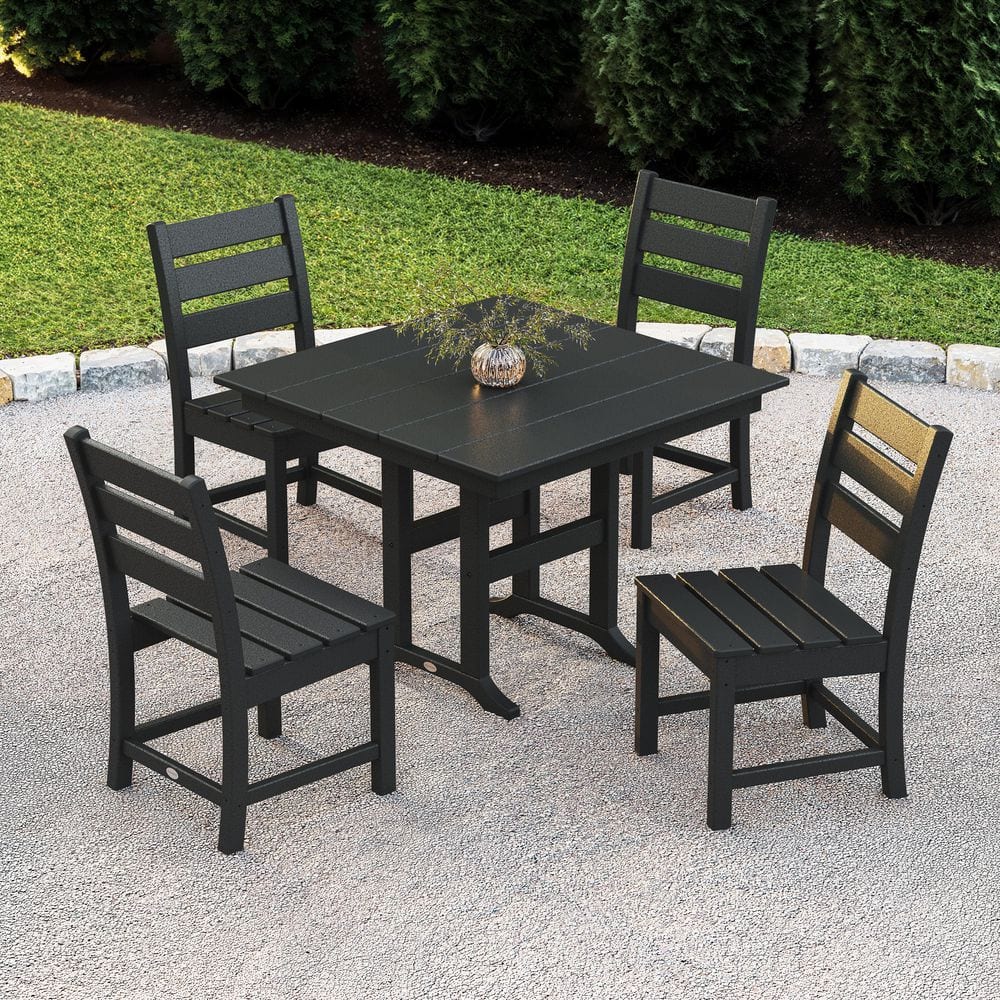 POLYWOOD Grant Park Black 5-Piece Plastic Side Chair Outdoor
