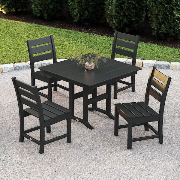 Grant Park Black 5-Piece Plastic Side Chair Outdoor Dining Set