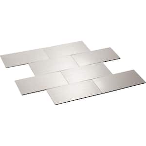 Elixir Individual Brushed Silver Aluminum 3 in. x 6 in. Metal Peel and Stick Tile (8 sq. ft./64-Pack)