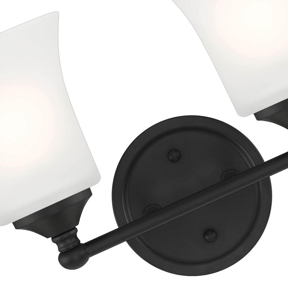 Bronson Matte Black 2-Light Vanity with Frosted Glass Shades