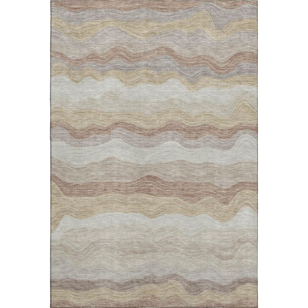 Mayfield Premium Machine Washable Abstract AMF2397 Beige 9 ft. x 12 ft. Area Rug