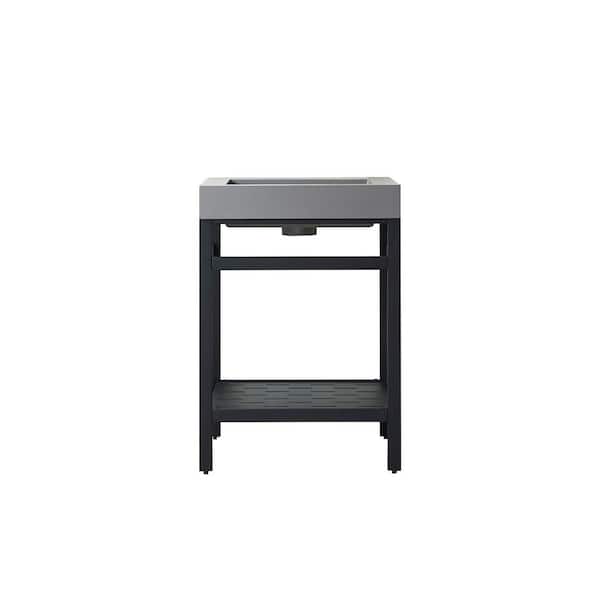 ROSWELL Ablitas 24 in. W x 20 in. D x 34 in. H Bath Vanity in Matt Black with Grey Composite Stone Top