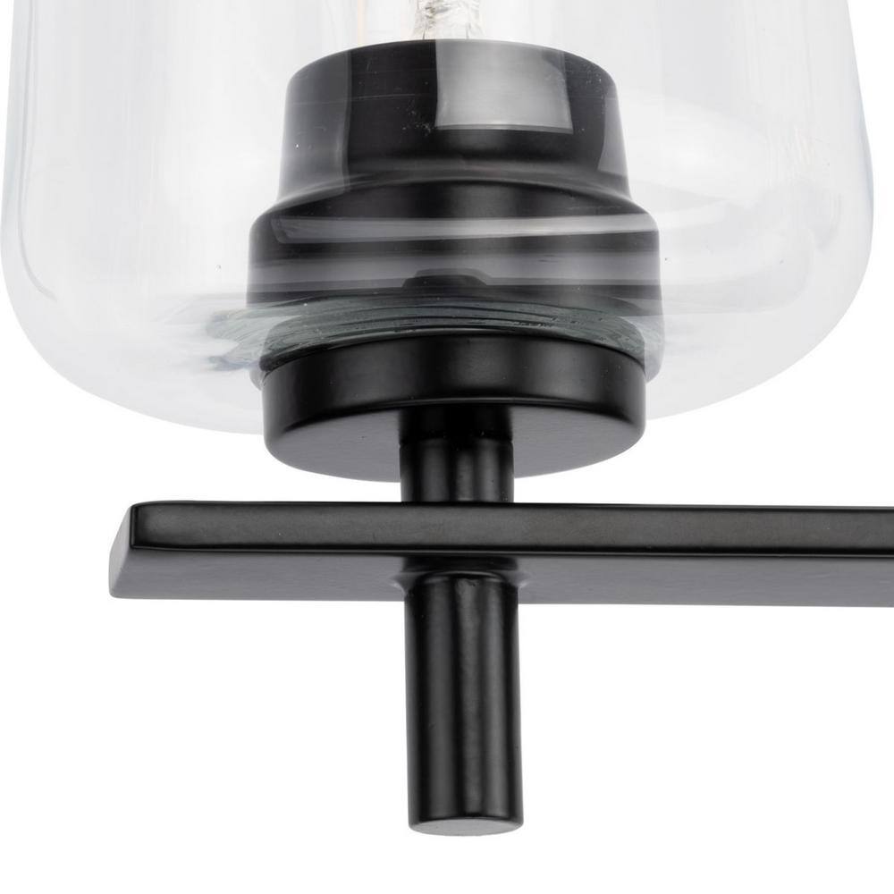 Matte Black 2-Light Wall Sconce with Clear Glass Shades