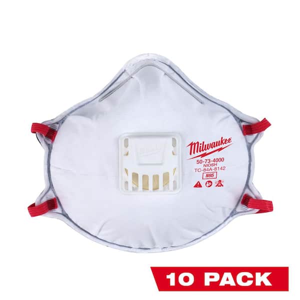 Milwaukee N95 Professional Multi-Purpose Valved Respirator with Gasket (10-Pack)