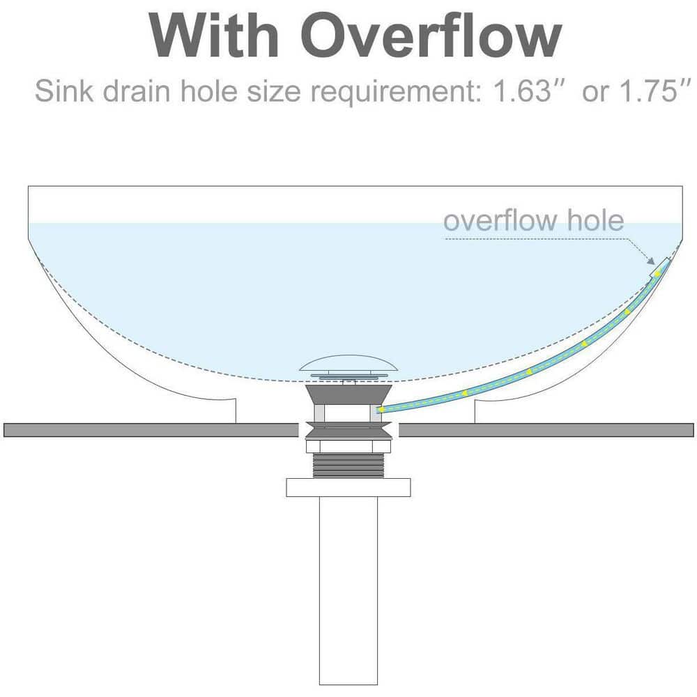 Brushed Gold Bathroom Pop-Up Drain with Overflow and Strainer
