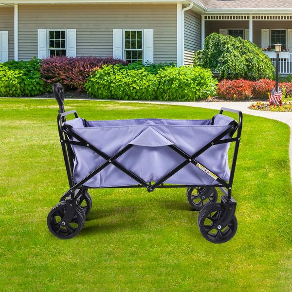 Unbranded - 4 cu. ft. Metal Utility Collapsible Folding camping Wagon Cart Heavy Duty Foldable Beach Wagon Garden Cart