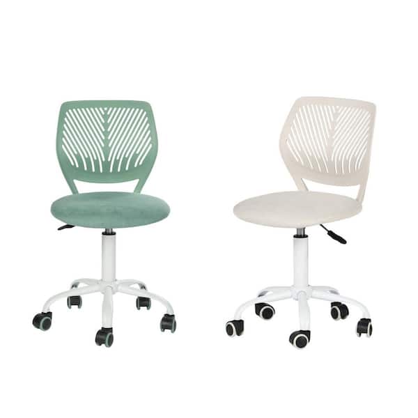 Homy Casa CARNAT Kids Desk Chair, Adjustable Swivel Chair with Cushioned Seat and Lumbar Support, Mint Green and Beige (Set of 2)