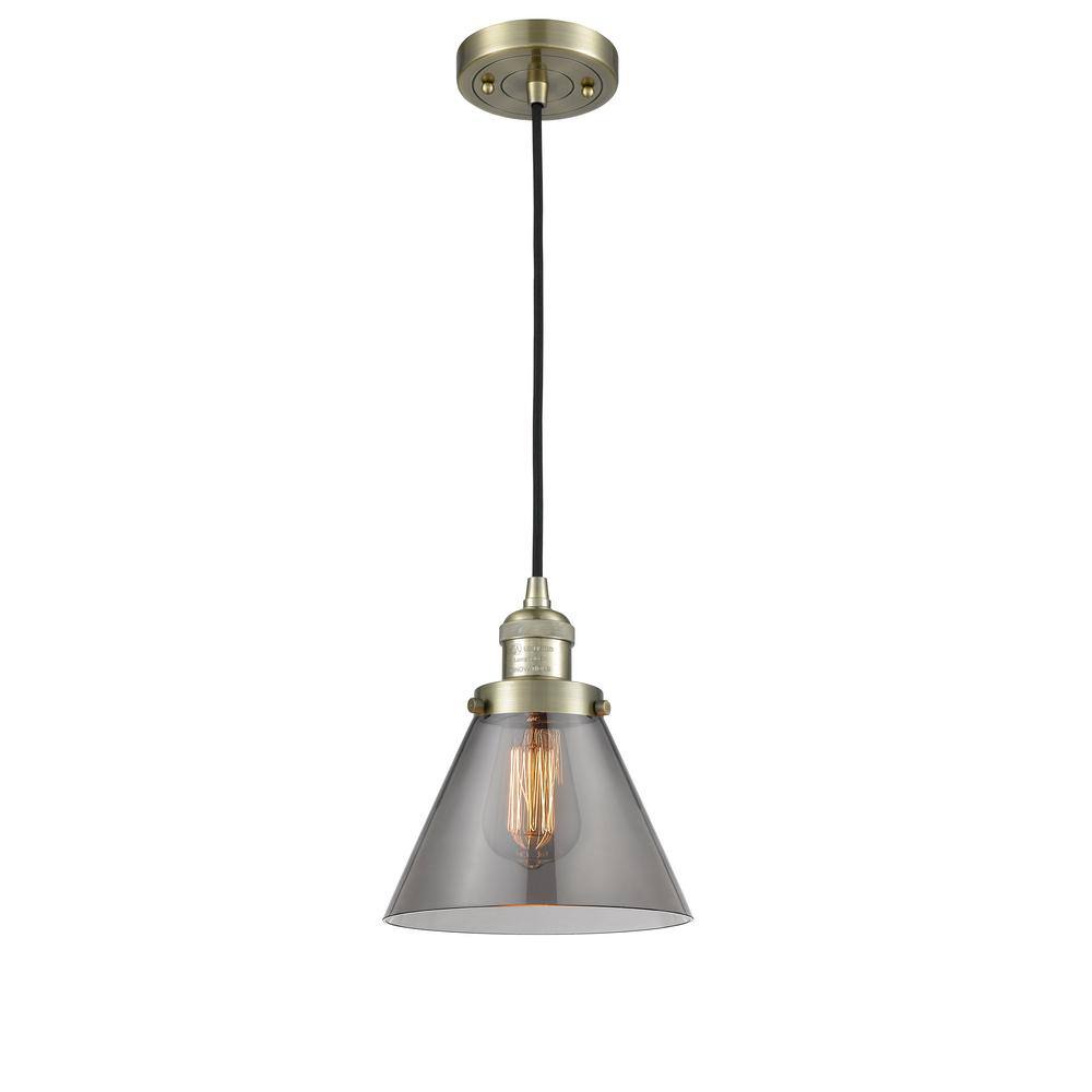 Antique Brass and Glass Mini Pendant Light