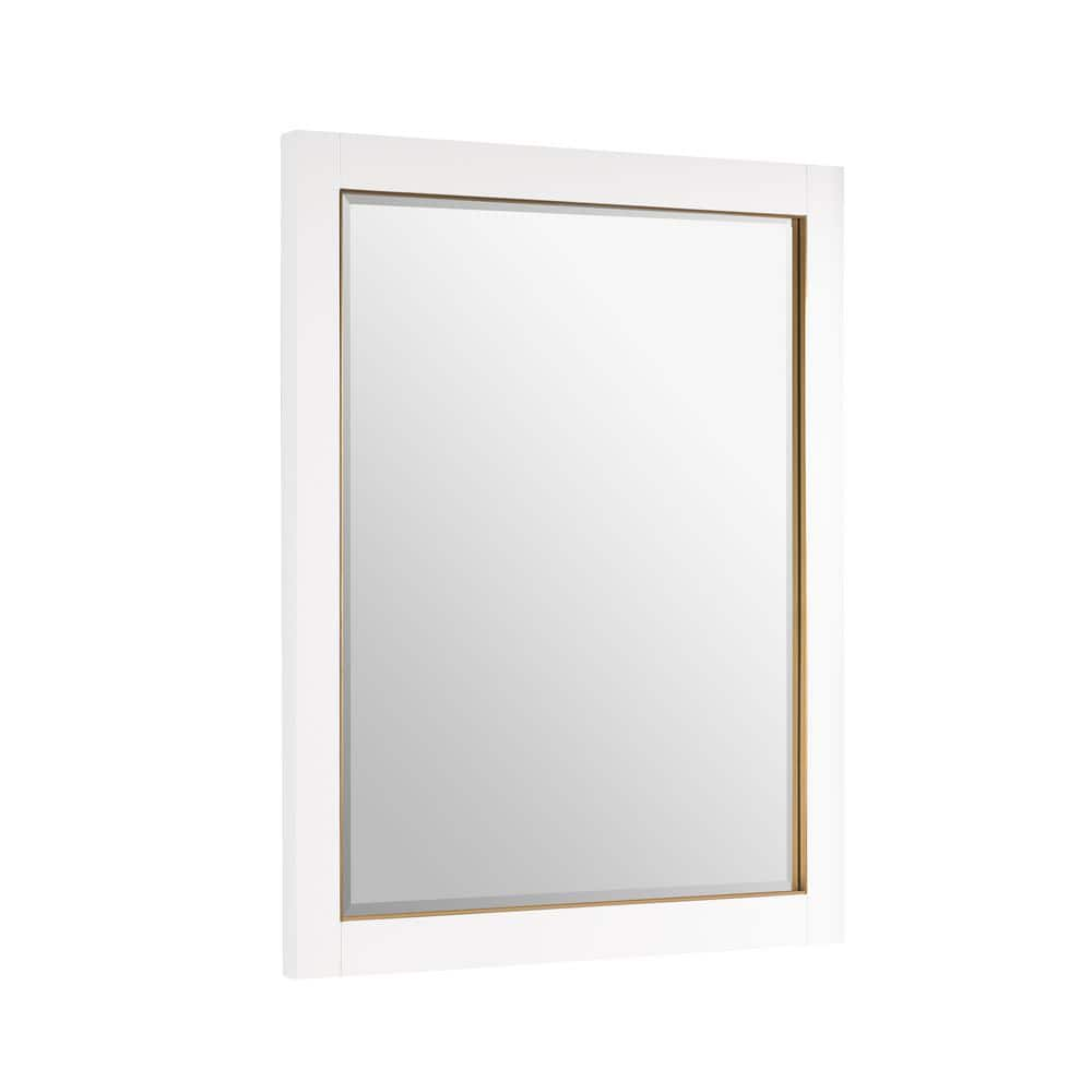 WELLFOR 24 In W X 32 In H Rectangular Wood Framed Beleved Wall   White Wellfor Vanity Mirrors Md2432mr Wt 64 1000 