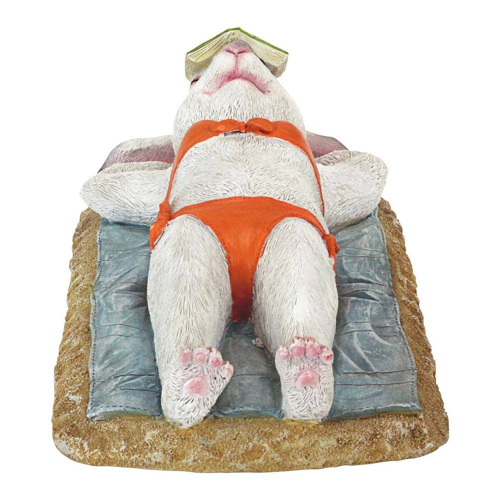 Hand-Painted Resin Beach Bunny Garden Statue
