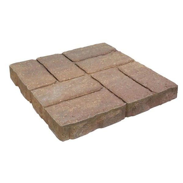 Paper Sample Only: Weathered Brick 15.75 in. x 15.75 in. x 2 in. Tan/Charcoal Concrete Step Stone Sample Board (1-Piece)