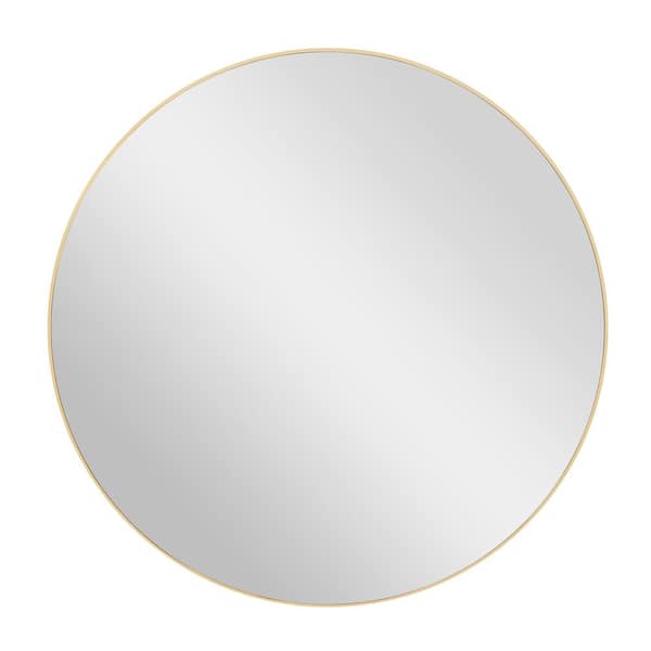 Litton Lane 30 in. x 30 in. Round Framed Gold Wall Mirror with Thin Frame