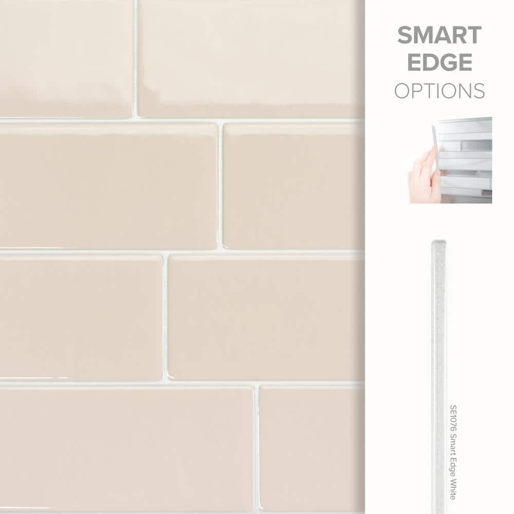 Metro Tripoli Beige Glossy Peel and Stick Wall Tile