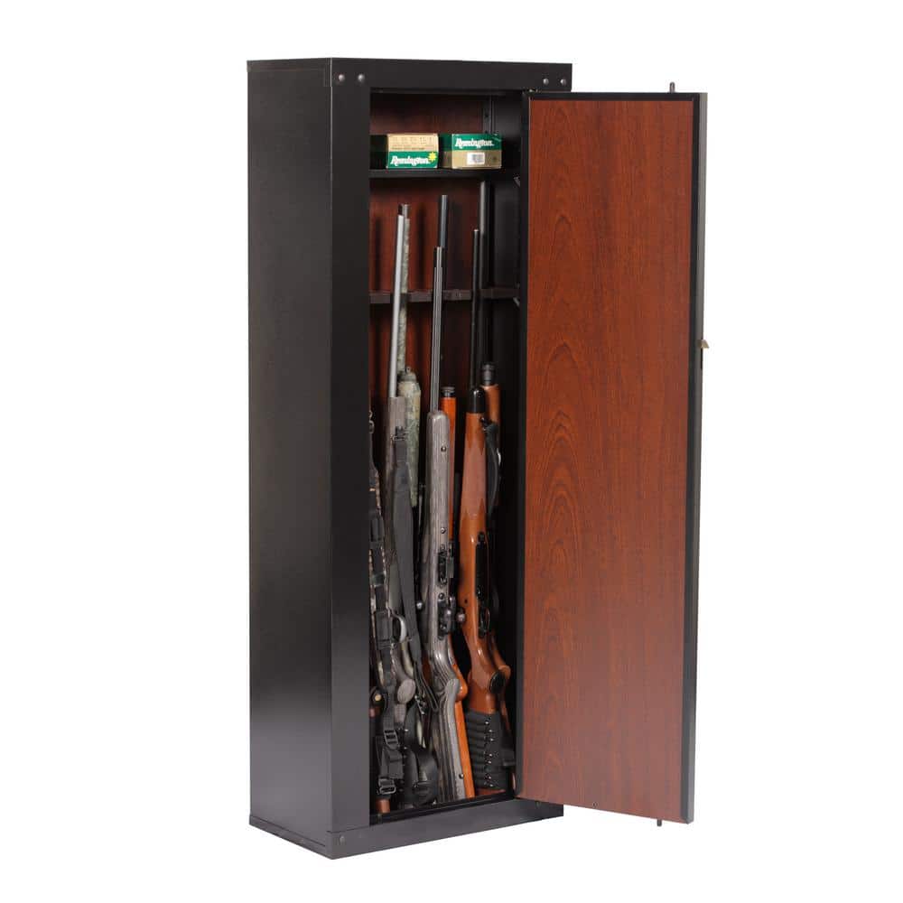 Black Steel 10-Gun Keyed Lockable Security Cabinet