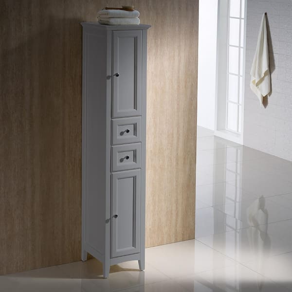 Oxford 14 in. W x 15.75 in. D x 68 in. H Bathroom Linen Storage Cabinet in Gray