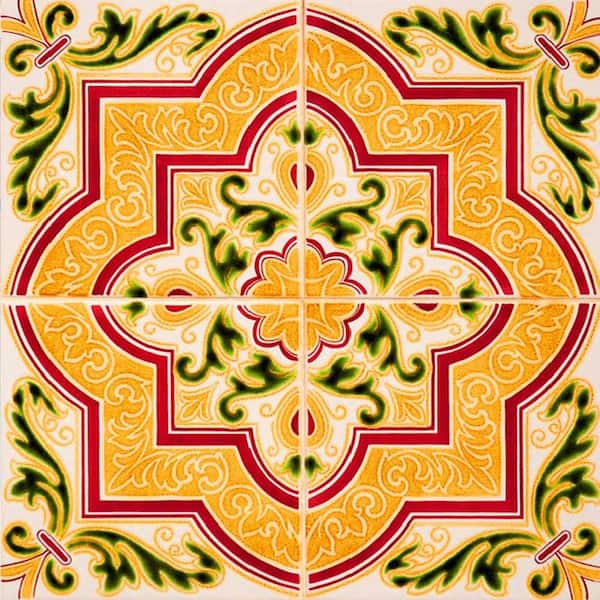 MI ALMA Orange/Green/Red H28 7 in. x 7 in.Vinyl Peel and Stick Tile (24 Tiles, 8.17 sq. ft./Pack)