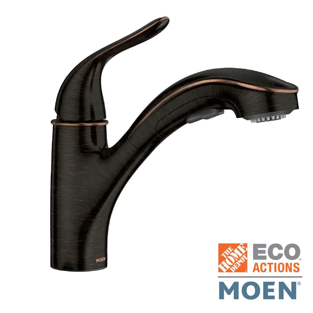 Moen 87557BRB Brecklyn Single-Handle Pull-Out Sprayer Kitchen Faucet with Power Clean, Mediterranean Bronze