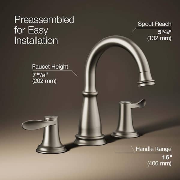 KOHLER Bellera 8 in. Widespread Double-Handle Bathroom Faucet in Vibrant Brushed Nickel