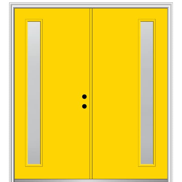 MMI DOOR 60 in. x 80 in. Viola Left Hand Inswing 1-Lite Frosted Painted Fiberglass Smooth Prehung Front Door on 6-9/16 in. Frame