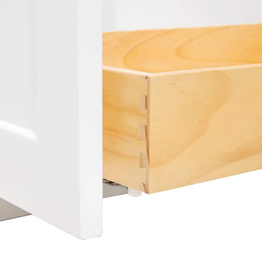 White Freestanding Single Basin Vanity with Gold Hardware