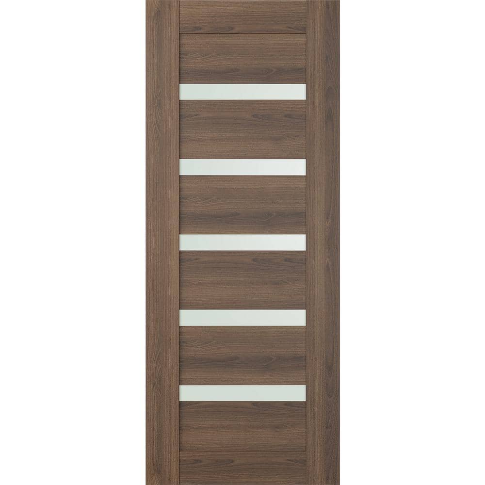 Vona 07-04 28 in. x 80 in. No Bore 5-Lite Frosted Glass Pecan Nutwood Wood Composite Interior Door Slab price history on PriceWatchPro