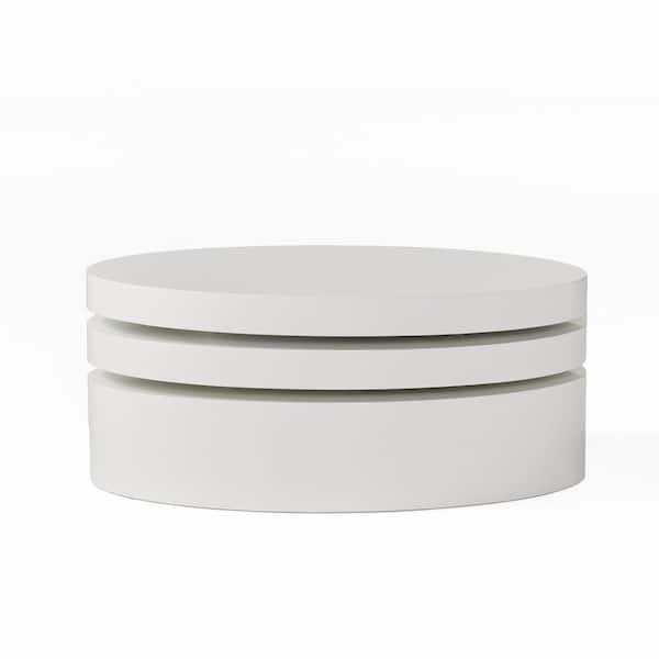 Noble House Alan 32 in. Glossy White Oval Wood Top Coffee Table