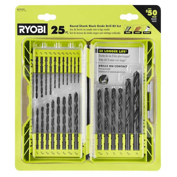 RYOBI HP 18V Brushless Cordless Compact 3/8 in. Right Drill (Tool Only) w/ 25-Piece Black Oxide Drill Bit Set PSBRA02B-A972501 - The Home Depot