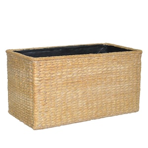 10.5 in. L x 19.5 in. W x 10.25 in. H Rectangular Composite Faux Woven Basket White Wash Beige Troughs