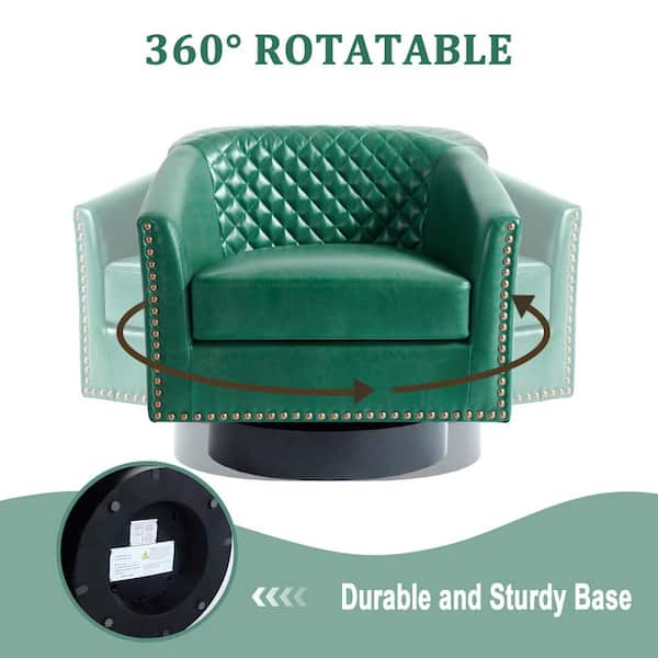 Uixe Green PU Leather Upholstered 360°Swivel Arm Chair with