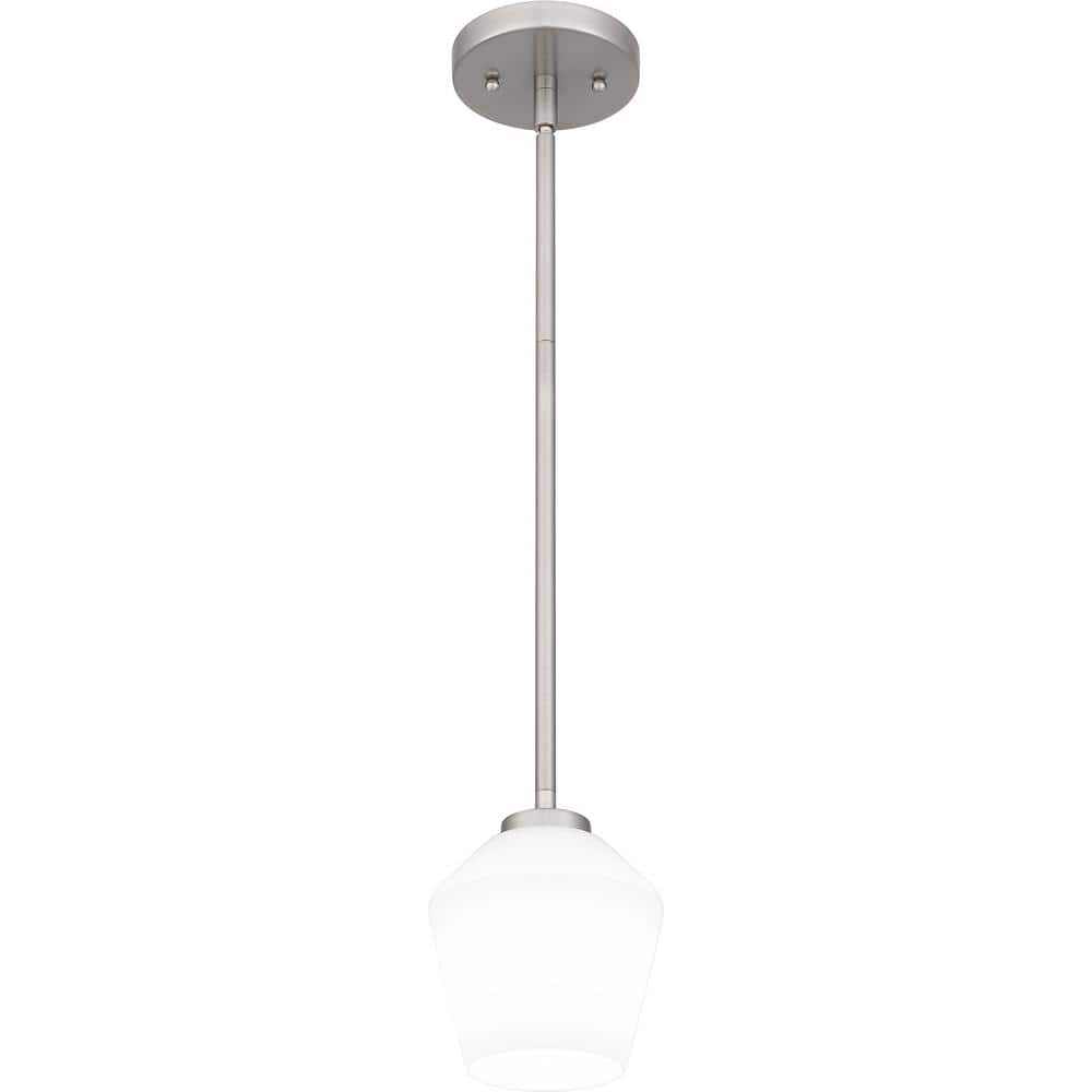 Nielson Brushed Nickel Mini Pendant Lamp with Milk Glass Shade