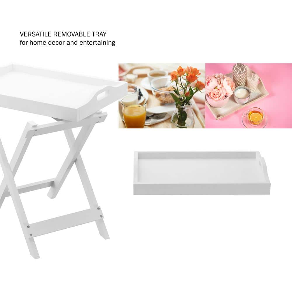 Black Wooden Folding End Table with Removable Tray - thumbnail 9