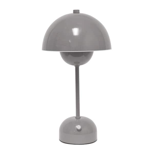 Simple Designs 11.8 in. Portable Mushroom Dimming LED Touch Stick Task and Reading Desk Lamp for Office, Living Room, Bedroom, Gray