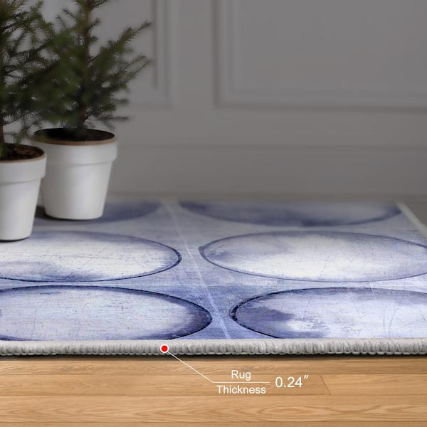 Circles of Blue 5 ft. x 8 ft. I Washable Geometric Art Area Rug