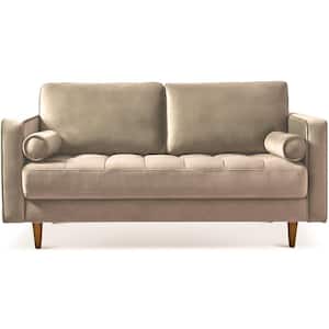 Jax 66 in. W Taupe Brown Mid Century Modern Furniture Style Velvet Living Room Loveseat Sofa