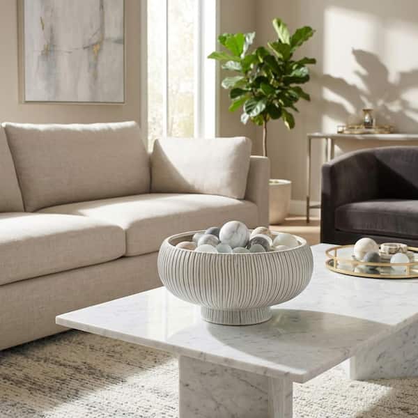 14 in. White Round Ceramic Bowl