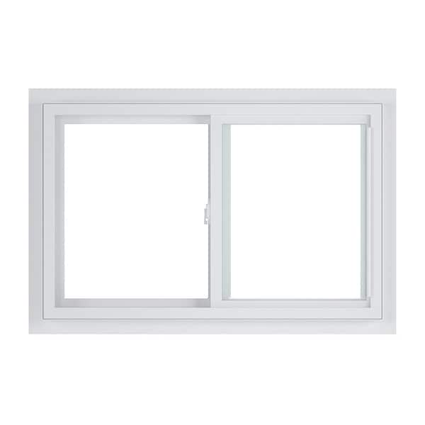 American Craftsman 36 in. x 23 in. 50 Series White Sliding Low-E Argon Glass Vinyl Fin Window, Screen Incl