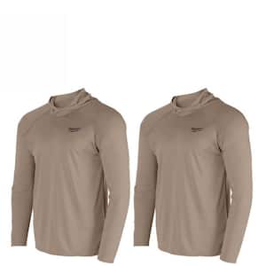 Men's X-Large Sandstone WORKSKIN Hooded Sun Shirt (2-Pack)