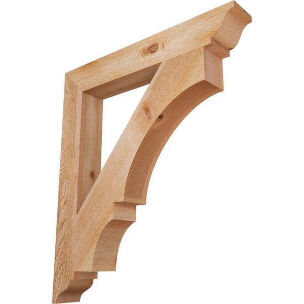 Ekena Millwork 4 in. x 32 in. x 28 in. Western Red Cedar Balboa Traditional Rough Sawn Bracket