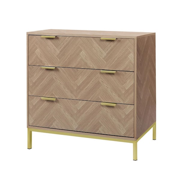 Aupodin Modern 3-Drawer Natural Oak Chest Dresser Mid Century Organizer Bedroom Furniture 31.5 in. W x 15.75 in. D x 29.53 in. H
