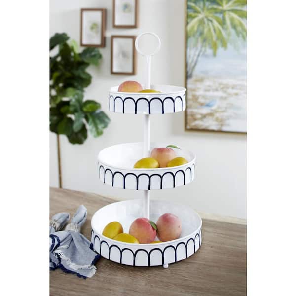 Litton Lane White Metal Farmhouse 3-tier Server