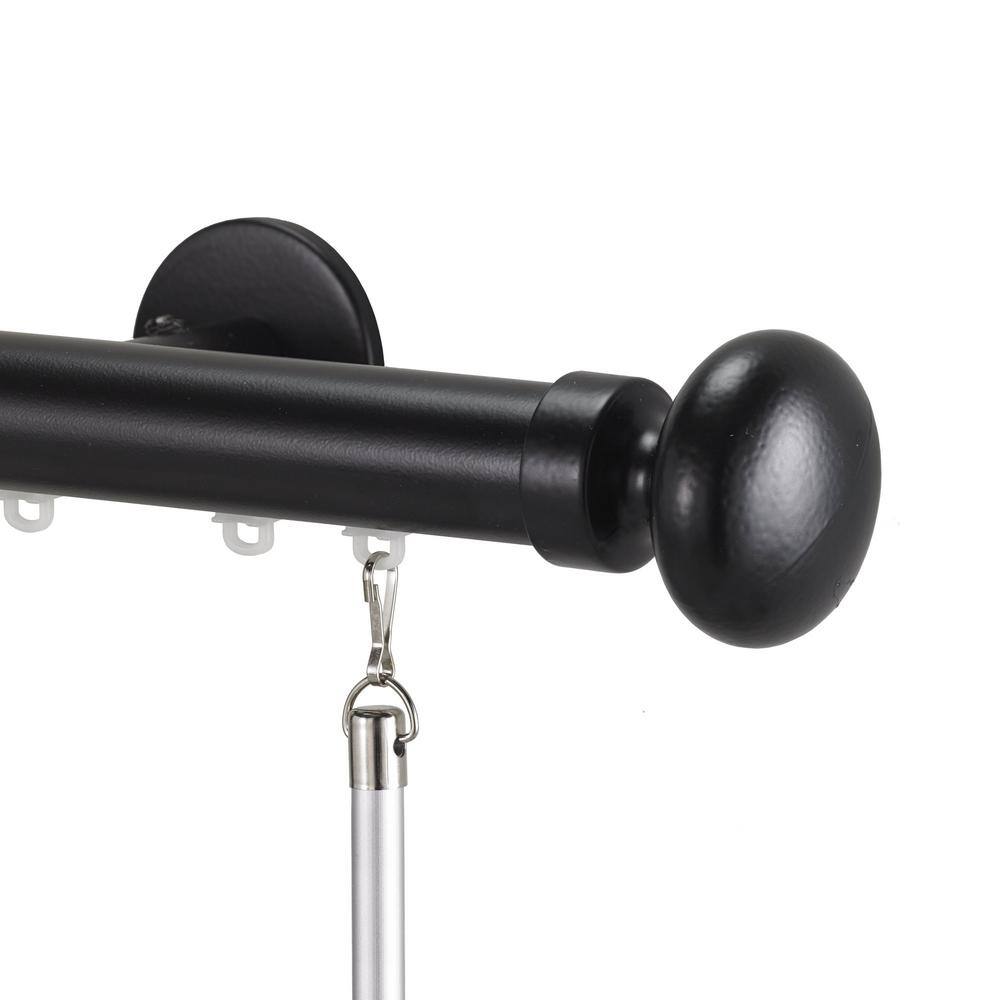 "Tekno Pro 84"" Non-Adjustable 1.13 in. Diameter Decorative Traverse Curtain Rod with Oval Finial in Black" price history on PriceWatchPro