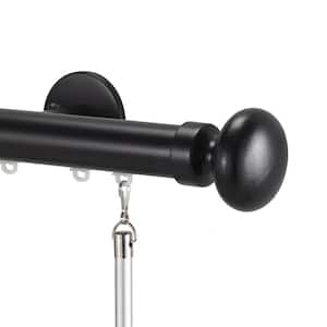 Tekno 25 120 in. Non-Adjustable 1-1/8 in. Single Traverse Window Curtain Rod Set in Black with Oval Finial